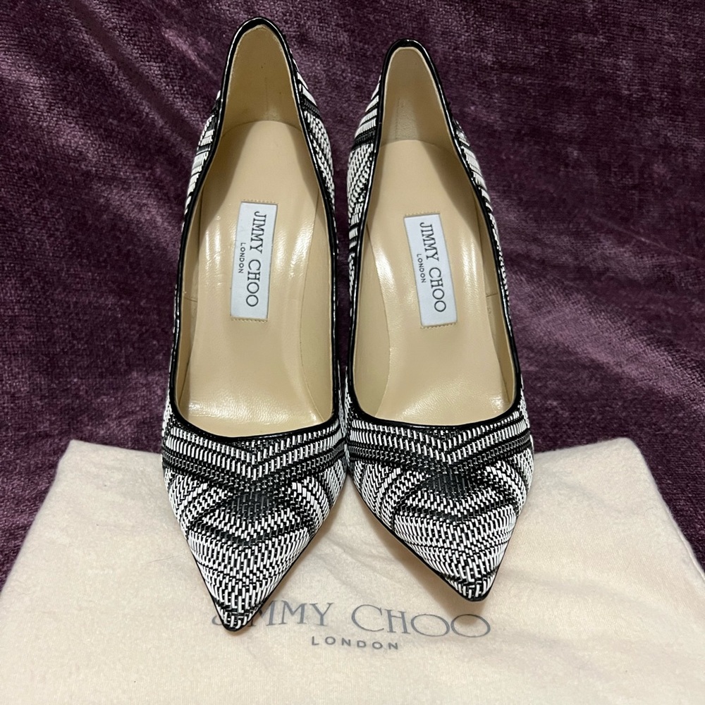 Jimmy Choo Woven Black And White Heels